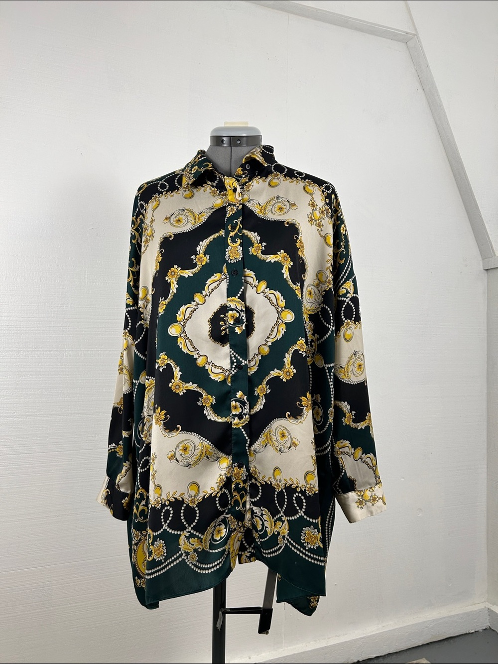 Zara TRF Collection Scarf Print Shirt Dress S/M